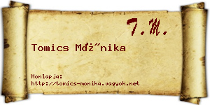 Tomics Mónika névjegykártya